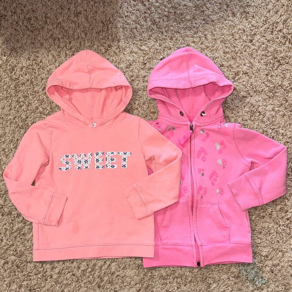 4t/5t girls bundle of 2 pink hooded sweatshirts.